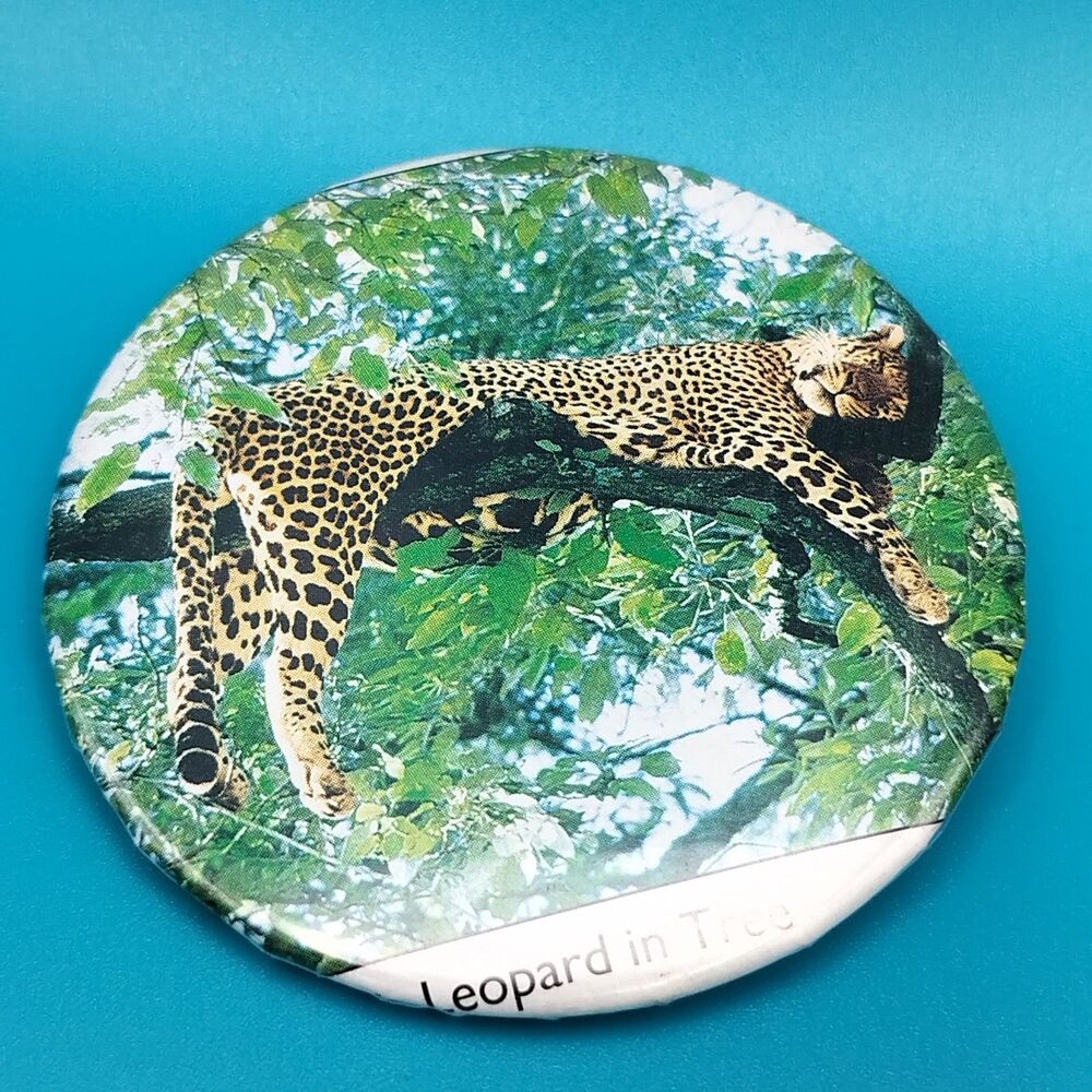 Leopard In Tree Vintage Pinback Button Pin